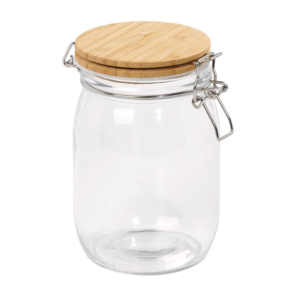 Glass Jar with Bamboo Clip Top Lid, 0,98l