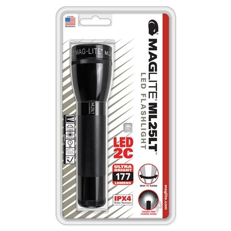Flashlight, ML25LT LED black for 2 C-cellbatteries