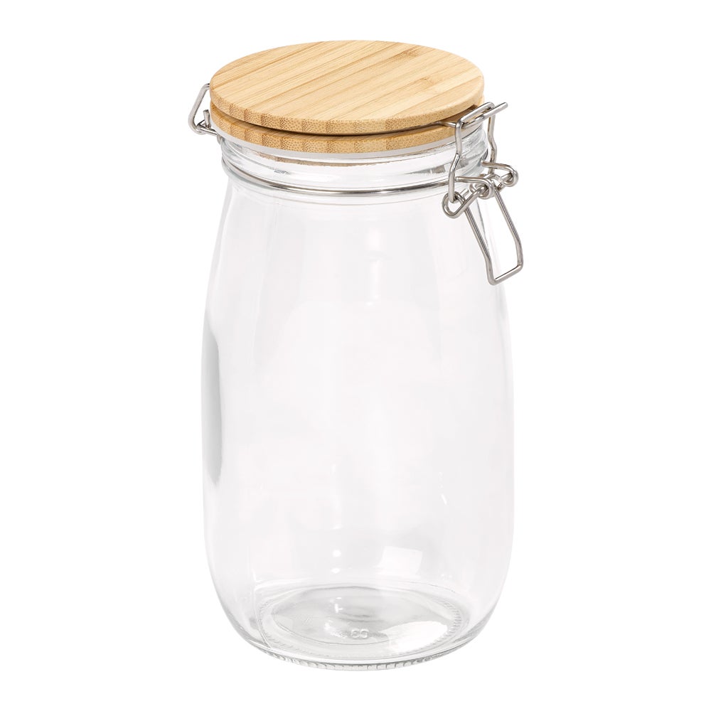Glass Jar with Bamboo Clip Top Lid, 1,2l