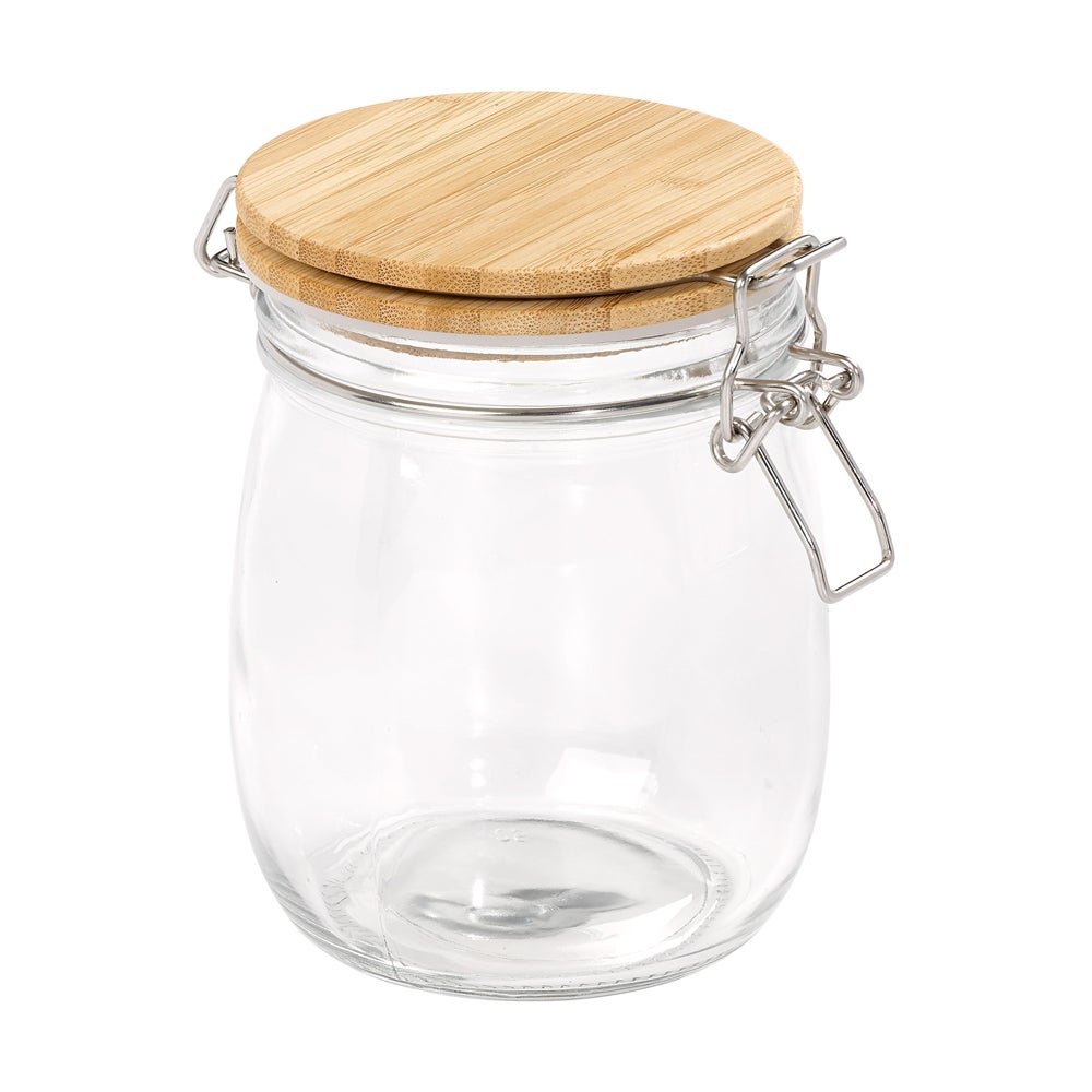 Glass Jar with Bamboo Clip Top Lid, 0,7l