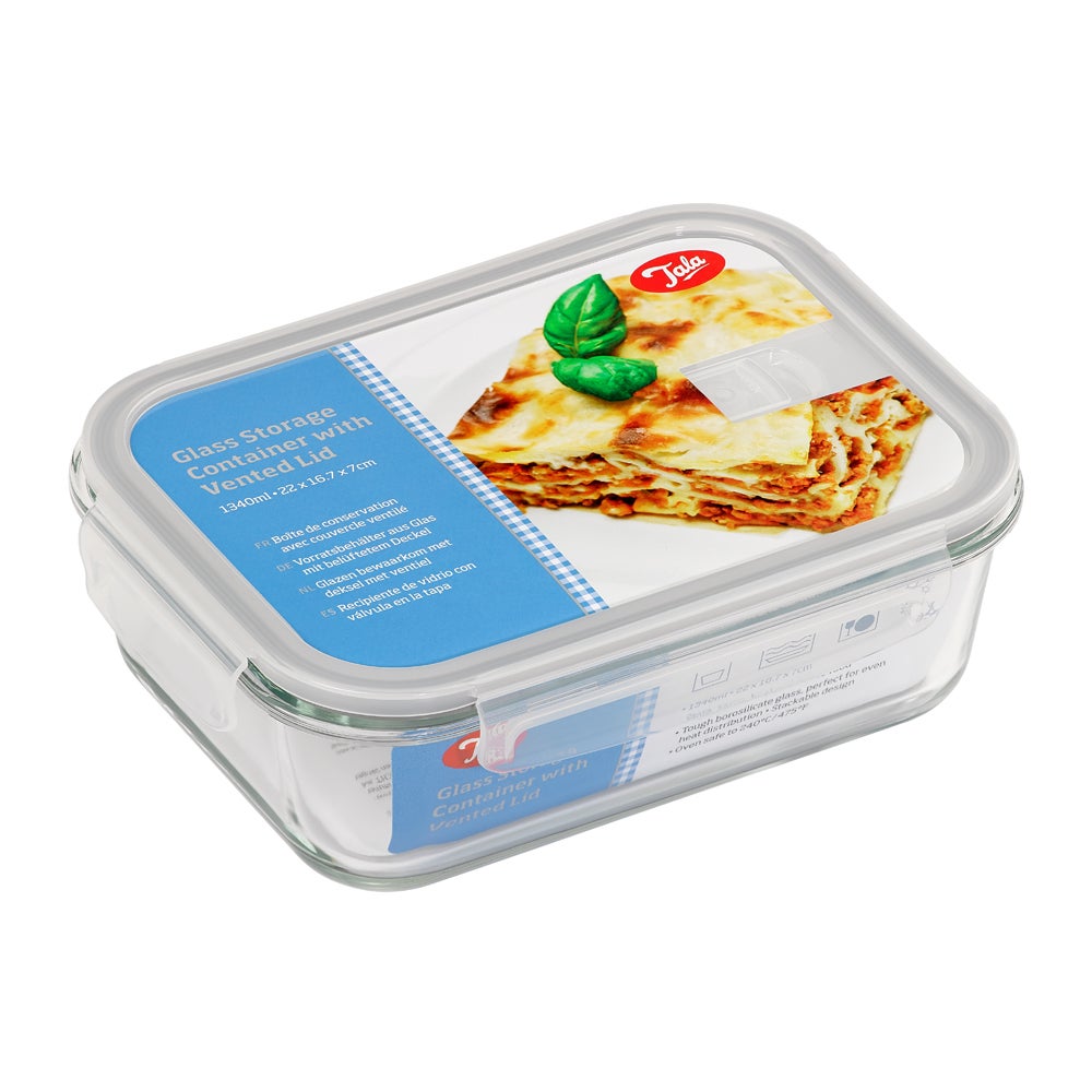 Glass storage container with Vented lid - 1.336L