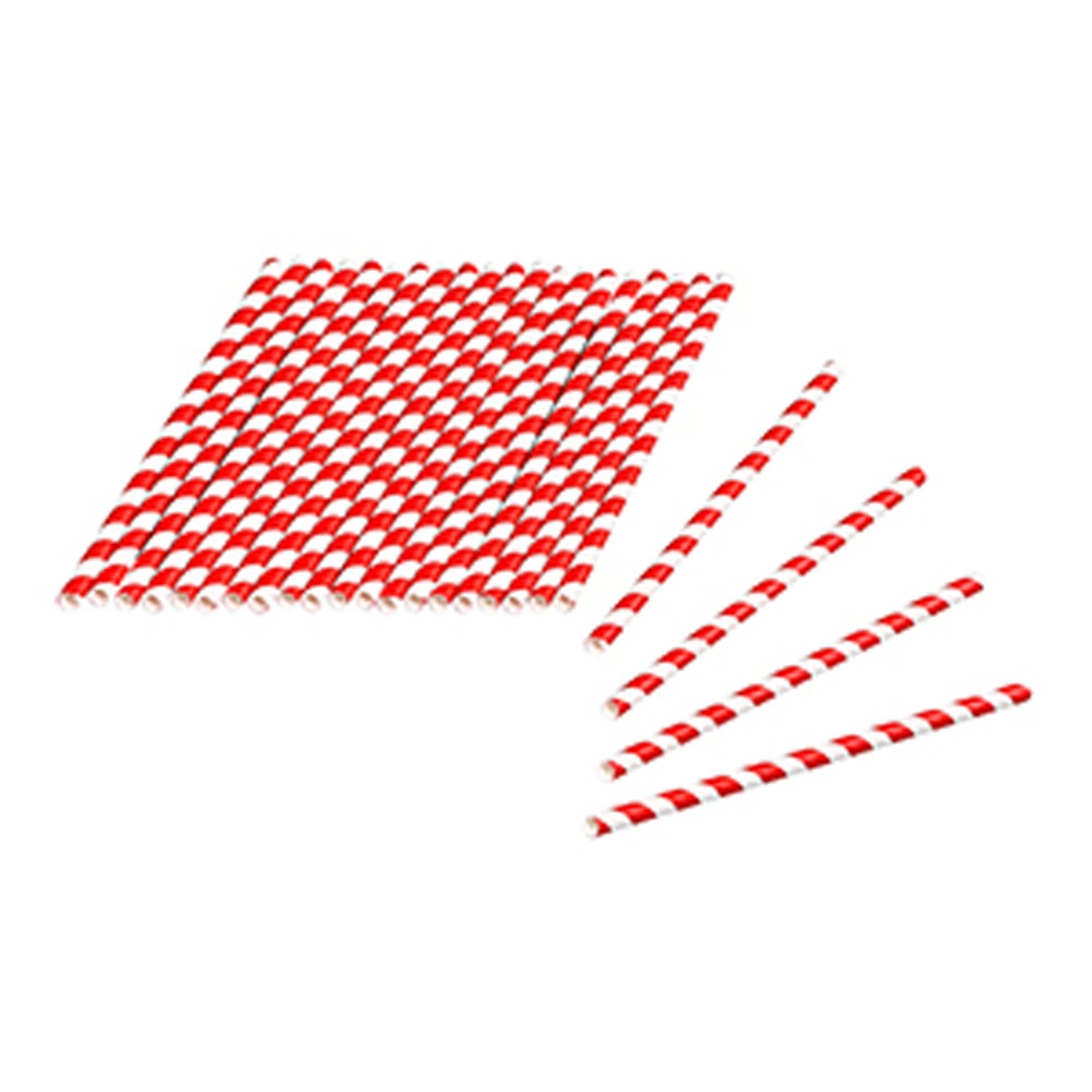 Tala 24 Red/White Striped Paper Straws