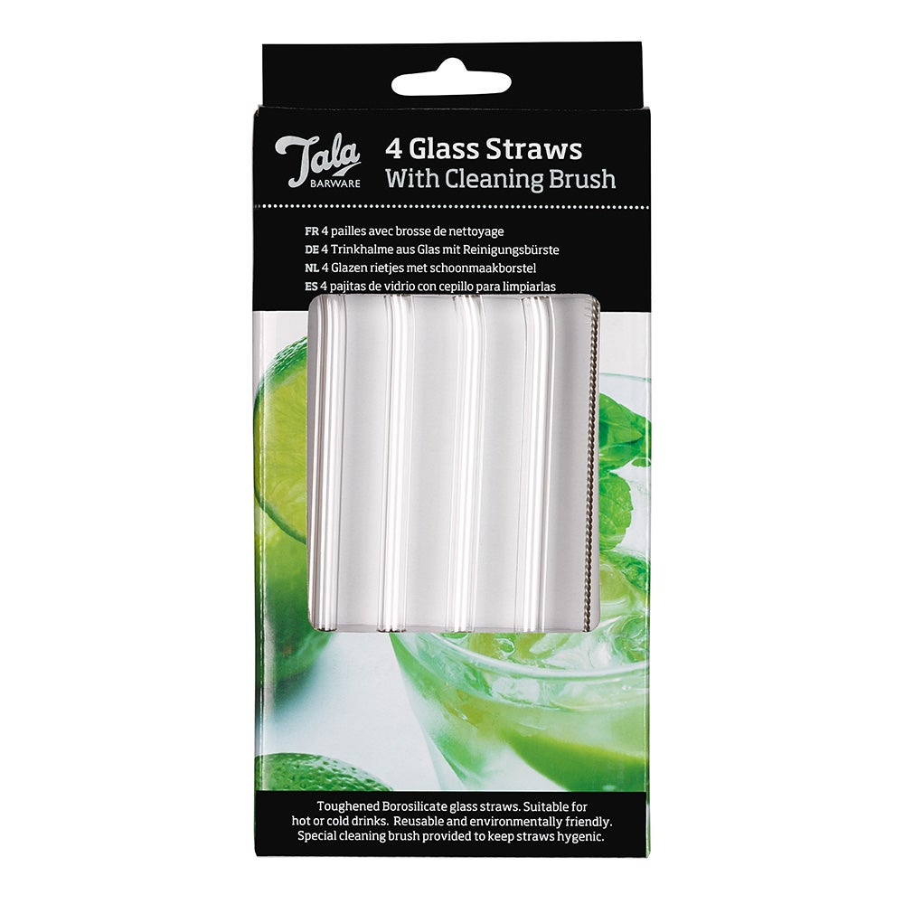 4 Glass Straws with Cleaning Brush