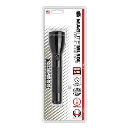 Flashlight ML50L LED black for 2 C-cell in blister